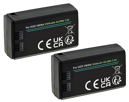 2er-Set Akku für Godox V1 V860III kompatibel mit VB26 VB26a (3000mAh) für Godox V1 C/N/S/F/O/P Blitz und V860III C/N/S/F/O/P Rundblitz von Hooster