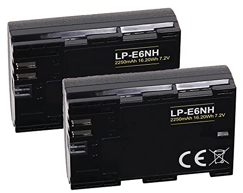 2er-Set Akku für die Canon EOS 90D 80D 70D 60D kompatibel mit Canon LP-E6N / LP-E6NH (2250mAh) aktiver NTC-Sensor und feuerhemmendes V1 Material von Hooster
