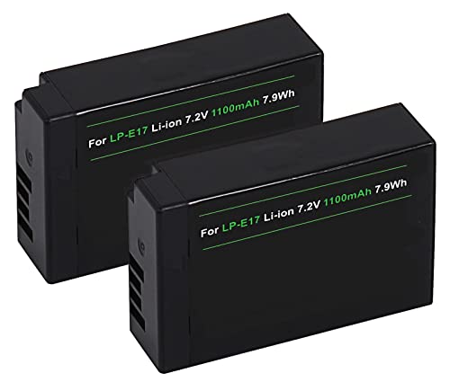 2er-Set Akku für die Canon EOS R10 77D 200D 250D 750D 760D 800D | kompatibel mit Canon LP-E17 (1100mAh) | WICHTIG! Nicht für Canon Original-Ladegeräte geeignet von Hooster