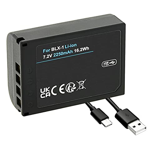 Akku mit USB-C Eingang für die Olympus OM-1 kompatibel mit Olympus Akku BLX-1 (2250mAh) | mit Lade-LED von Hooster