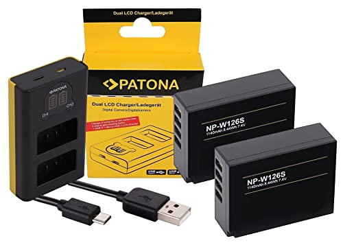 Zubehör Set für die Fujifilm XT30 / X-T30 II | 2 Akku (1140mAh) + USB-C Ladegerät kompatibel mit Fuji Akku NP-W126s / NP-W126 | aktiver NTC-Sensor und feuerhemmendes V1 Material von Hooster