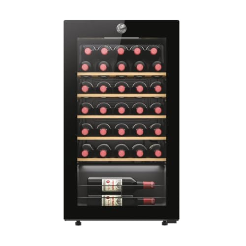 Hoover, Weinkeller HOWC034, Weinbank, 34 Flaschen, 37dB, angeschlossen, Schwarz, Weinkühler 34 Flaschen, Schwarz, HxBxT 85x47,5x45,6 cm [Energieklasse G] von Hoover