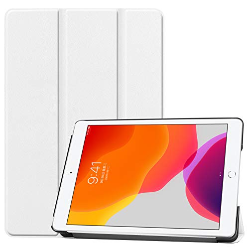 Hoozey - Hülle kompatibel mit Apple iPad 10.2 (2021/2020/2019) - 10.2 Zoll - Mit Auto/Wake-Funktion - Kunstleder Tablet Case Schutzhülle - Weiß von Hoozey