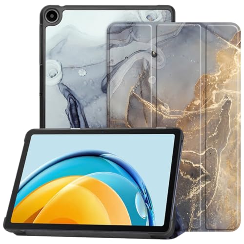 Hoozey - Hülle kompatibel mit Apple iPad Pro 11 (2022/2021/2020) - Marmordruck - Kunstleder Tablet Case Schutzhülle - Grau/Gold von Hoozey
