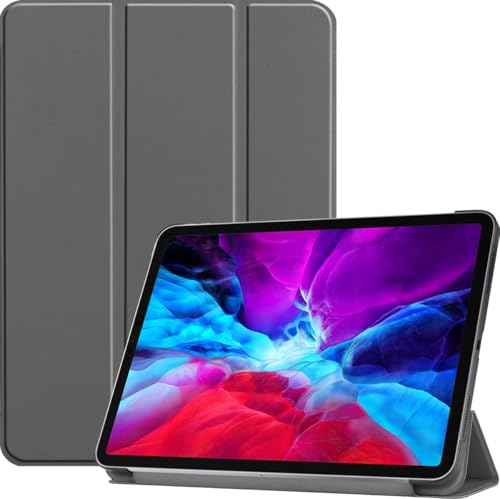 Hoozey - Hülle kompatibel mit Apple iPad Pro 12.9 (2022) - 12.9 Zoll - Mit Auto/Wake-Funktion - Kunstleder PU Tablet Case Schutzhülle - Grau von Hoozey