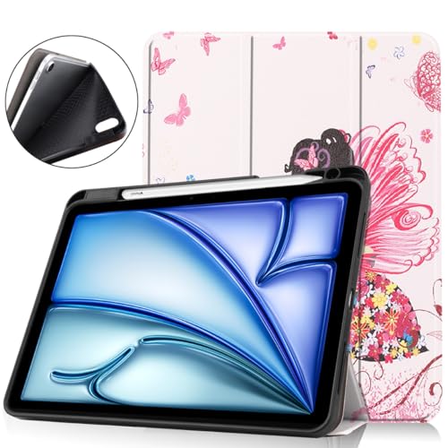 Hoozey - Hülle kompatibel mit Apple iPad Air (2024) 11 inch - Mit Stifthalter - TPU Tablet Case Schutzhülle - Blumenfee von Hoozey