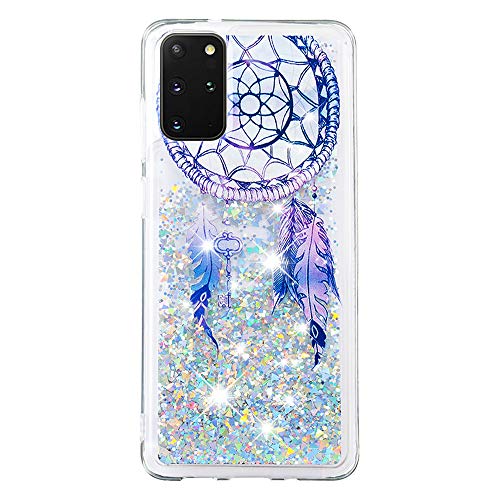 HopMore Glitzer Hülle für Samsung Galaxy S20 FE / S20 FE 5G Transparent Handyhülle Treibsand Silikon Handy Hülle 3D Case Schutzhülle Hüllen Durchsichtig Glitter Silikonhülle - Blau Traumfänger von HopMore