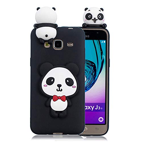 HopMore Handy Hülle für Samsung Galaxy J3 2016 (J310) Hülle Silikon Muster 3D Handyhülle für Samsung J3 2016 Ultra Dünn Bumper Design Slim Schutzhülle One Piece Case Cover - Panda von HopMore