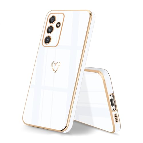 HopMore Handyhülle für Samsung Galaxy A14 4G / 5G Hülle Silikon mit Muster Motiv Süße Herz für Mädchen Frau Stoßfest Schutzhülle Ultra Dünn Weich TPU Cover Case Silikonhülle für Samsung A14, Weiß von HopMore