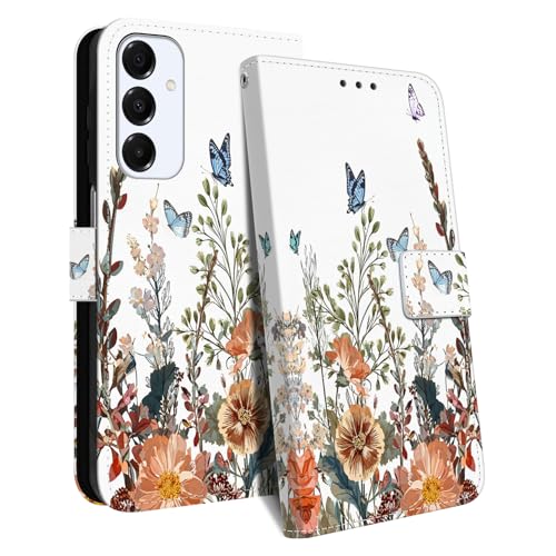 HopMore Handyhülle für Samsung Galaxy A16 4G / 5G Hülle, PU Leder Klappbar Klapphülle Kartenfach Schutzhülle, Stoßfeste Standfunktion Tasche Flip Case mit Muster Handytasche, Blume & Schmetterling HopMore Handyhülle für Samsung Galaxy A16 4G / 5G Hülle, PU Leder Klappbar Klapphülle Kartenfach Schutzhülle, Stoßfeste Standfunktion Tasche Flip Case mit Muster Handytasche, Blume & Schmetterling von HopMore