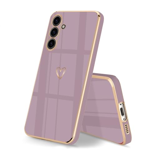 HopMore Handyhülle für Samsung Galaxy A54 5G Hülle Silikon mit Muster Motiv Süße Herz für Mädchen Frau Schutzhülle Ultra Dünn Weich TPU Cover Case Silikonhülle für Samsung A54 5G, Kirschblüten-Lila von HopMore