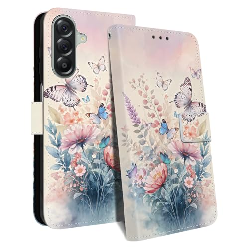 HopMore Handyhülle für Samsung Galaxy A56 5G Hülle, PU Leder Klappbar Klapphülle Kartenfach Schutzhülle, Stoßfeste Tasche Flip Case mit Muster Handytasche für Samsung A56 5G, Bunter Schmetterling HopMore Handyhülle für Samsung Galaxy A56 5G Hülle, PU Leder Klappbar Klapphülle Kartenfach Schutzhülle, Stoßfeste Tasche Flip Case mit Muster Handytasche für Samsung A56 5G, Bunter Schmetterling von HopMore