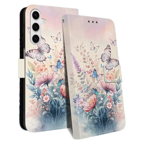 HopMore Handyhülle für Samsung Galaxy S24 FE 5G Hülle, Premium PU Leder Klappbar Klapphülle Kartenfach Schutzhülle, Stoßfeste Tasche Case mit Motiv Handytasche für Samsung S24 FE, Bunter Schmetterling HopMore Handyhülle für Samsung Galaxy S24 FE 5G Hülle, Premium PU Leder Klappbar Klapphülle Kartenfach Schutzhülle, Stoßfeste Tasche Case mit Motiv Handytasche für Samsung S24 FE, Bunter Schmetterling von HopMore