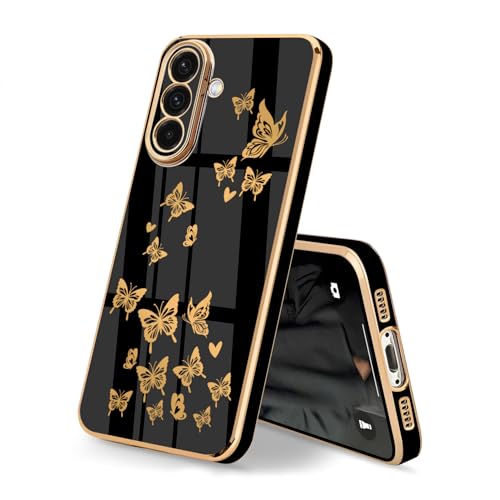 HopMore Handyhülle für Samsung Galaxy S25 5G Hülle mit Vergoldet Schmetterling Herz Muster Motiv, Silikon Hülle Stoßfest Schutzhülle Dünn Weich TPU Farbe Case Cover für Samsung S25 5G, Schwarz HopMore Handyhülle für Samsung Galaxy S25 5G Hülle mit Vergoldet Schmetterling Herz Muster Motiv, Silikon Hülle Stoßfest Schutzhülle Dünn Weich TPU Farbe Case Cover für Samsung S25 5G, Schwarz von HopMore