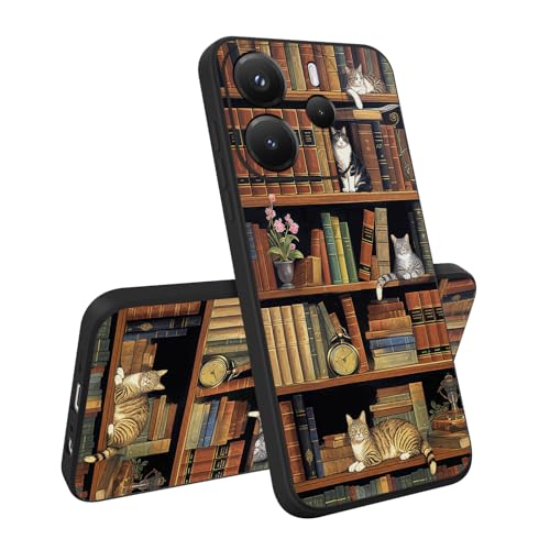 HopMore Handyhülle für Xiaomi Redmi Note 14 4G (Nicht für 5G) Hülle Schwarz Silikon Case mit Muster, Ultra Dünne Weiche TPU Schutzhülle Slim Handytasche Stoßfest Cover für Redmi Note 14 4G, Kätzchen von HopMore