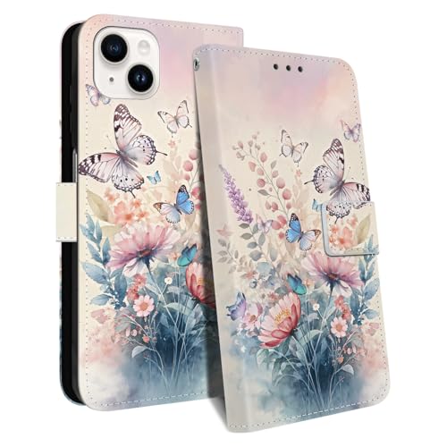 HopMore Handyhülle für iPhone 13 / iPhone 14 Hülle, Premium PU Leder Klappbar Klapphülle Kartenfach Schutzhülle, Stoßfeste Case Tasche mit Motiv Handytasche für iPhone 13/14, Bunter Schmetterling HopMore Handyhülle für iPhone 13 / iPhone 14 Hülle, Premium PU Leder Klappbar Klapphülle Kartenfach Schutzhülle, Stoßfeste Case Tasche mit Motiv Handytasche für iPhone 13/14, Bunter Schmetterling von HopMore