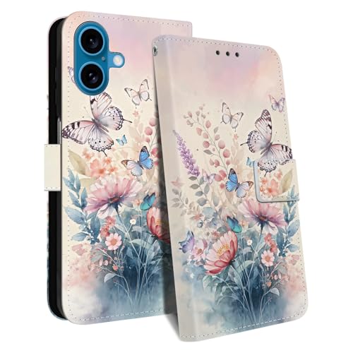 HopMore Handyhülle für iPhone 16 Hülle, Premium PU Leder Klappbar Klapphülle Kartenfach Schutzhülle, Stoßfeste Tasche Case mit Motiv Handytasche für iPhone 16, Bunter Schmetterling HopMore Handyhülle für iPhone 16 Hülle, Premium PU Leder Klappbar Klapphülle Kartenfach Schutzhülle, Stoßfeste Tasche Case mit Motiv Handytasche für iPhone 16, Bunter Schmetterling von HopMore