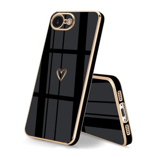 HopMore Handyhülle für iPhone 16e Hülle Silikon mit Herz Muster für iPhone 16e Schutzhülle, Stoßfeste Weich TPU Cover Ultra Dünne Case, Schwarz HopMore Handyhülle für iPhone 16e Hülle Silikon mit Herz Muster für iPhone 16e Schutzhülle, Stoßfeste Weich TPU Cover Ultra Dünne Case, Schwarz von HopMore