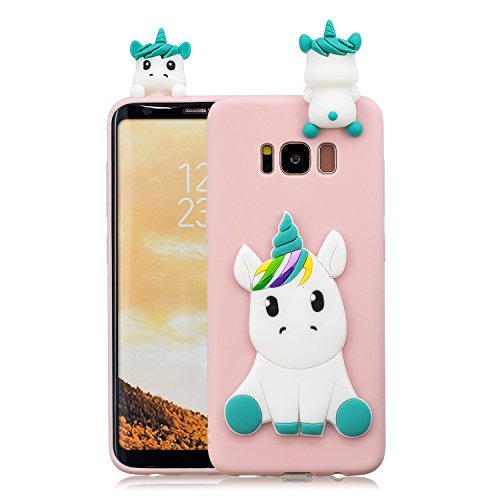 HopMore Kawaii Einhorn Handy Hülle für Samsung Galaxy S8 Hülle Silikon 3D Hüllen Tier Muster Bumper Design Ultra Dünn Slim Handyhülle Schutzhülle Case Cover - Rosa Einhorn von HopMore