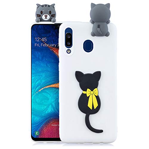 HopMore Kawaii Handyhülle für Samsung Galaxy A20e Hülle Silikon 3D Panda Muster Einhorn Schutzhülle Galaxy A20e Handy Hülle Dünn Silikonhülle Stoßfest Slim Case - Schwarze Katze von HopMore