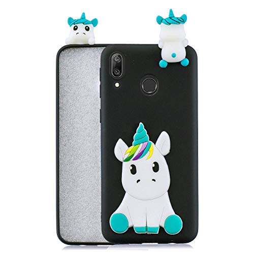 HopMore Kompatibel für Handyhülle Huawei Y7 2019 / Y7 Prime / Y7 PRO 2019 Hülle Silikon Muster 3D Einhorn Panda Handy Hülle Dünn Bumper Design Slim Schutzhülle One Piece Case Cover - Schwarz von HopMore