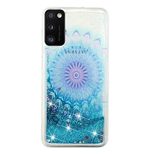 HopMore kompatibel mit Samsung Galaxy A41 Hülle Glitzer Transparent Silikon Handyhülle 3D Case Muster Schutzhülle Samsung A41 Cover Handy Hüllen Glitter Durchsichtig Gel Stoßfest Silikonhülle - Blume von HopMore