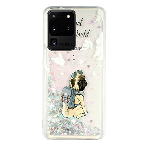HopMore kompatibel mit Samsung Galaxy S20 Ultra / S20 Ultra 5G Hülle Glitzer Transparent Silikon Handyhülle 3D Case Muster Schutzhülle Cover Handy Hüllen Durchsichtig Gel Stoßfest Silikonhülle - Hund von HopMore
