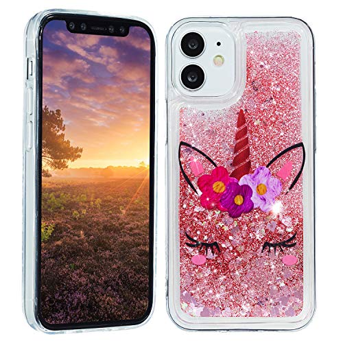 HopMore kompatibel mit iPhone 11 Hülle Glitzer Transparent Silikon Handyhülle 3D Case Schutzhülle Cover Hüllen Durchsichtig Gel Stoßfest Silikonhülle - Einhorn von HopMore