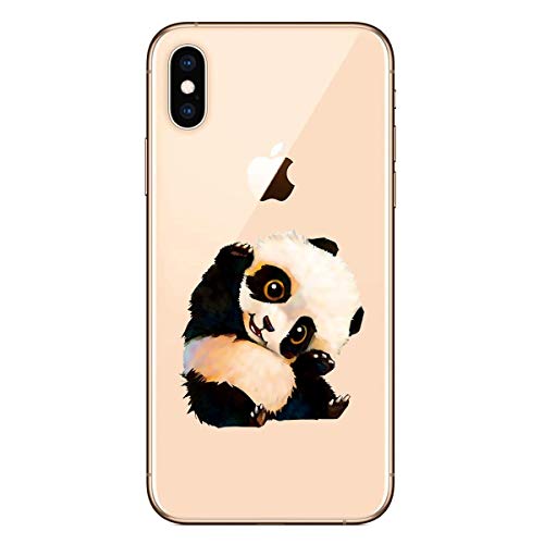 HopMore kompatibel mit iPhone X/iPhone XS Hülle Transparent Silikon Muster Schutzhülle Durchsichtig Handyhüllen Dünn Silikonhülle Clear Soft Hülle für iPhone XS/iPhone X Case Cover - Süßer Panda von HopMore
