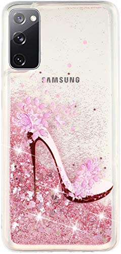 kompatibel mit Samsung Galaxy S20 FE / S20 FE 5G Hülle Glitzer Transparent Silikon Handyhülle 3D Case Motiv Schutzhülle Cover Handy Hüllen Glitter Durchsichtig Gel Stoßfest Silikonhülle - High Heels von HopMore