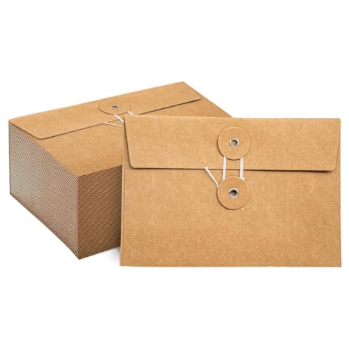 Hopbucan 40 Umschläge aus Kraftpapier mit Kordelzug, Projekttaschen, Dokumentenorganizer, 4,53 x 6,7 Zoll (braun) von Hopbucan