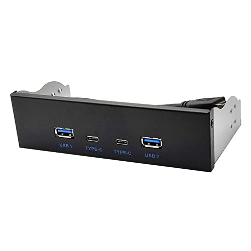 Hopbucan Optisches Laufwerk USB 3.2 Typ C, 2 x USB GEN2 + 2 x TYPE-C 8,9 cm (3,5 Zoll), 5,25 Zoll HUB, 19-polig auf C-Port-Front-Rückstecker von Hopbucan