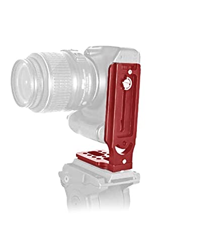 Kamera-Schnellverschlussplatte, Universal-Metall-Schnellverschluss mit heißer Schuhhalterung für hydraulische Spiegelreflexkamera mit Kugelkopf, Kamera-Batterie-L-Halterung(rot) von Hopcd