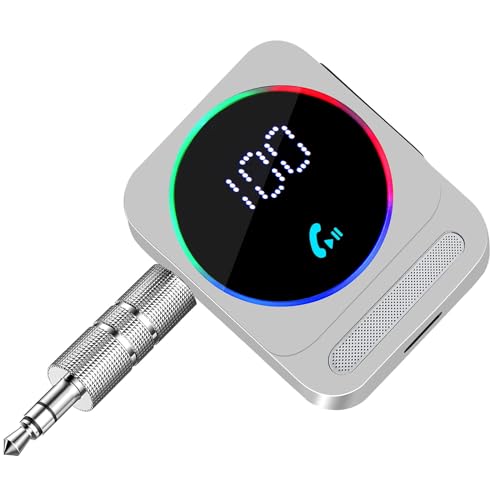 Hoppac Aux Bluetooth Adapter,Bluetooth Adapter Klinke 3.5mm Mit LED-Anzeige,Bluetooth 5.3 Empfänger Klinke Auto Für Hand-Free Call und Musik Hören,16H Lange Standby-Zeit Für Auto/Heim-Audio/Kopfhörer von Hoppac