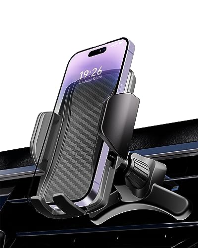 Hoppac Handyhalterung Auto, [2023 Upgrade Stahlhaken & 360° Drehung & EIN-Knopf-Entriegelung] Kfz Handyhalter Lüftung für iPhone Max Android Smartphone 4-7" von Hoppac