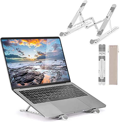 Hoppac Laptop-Ständer, Verstellbarer 7-stufiger Laptop-Ständer, zusammenklappbarer belüfteter Aluminium-PC-Ständer, Aluminium-Notebook-Ständer von Hoppac