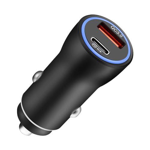 Hoppac Zigarettenanzünder USB C,PD 20W+QC3.0 Kfz Ladegerät USB C,Mini USB Zigarettenanzünder Adapter,Auto Ladegerät USB C Für Schnelles Aufladen,12V USB Adapter Auto Kompatibel Mit Der iphone 15-Serie von Hoppac