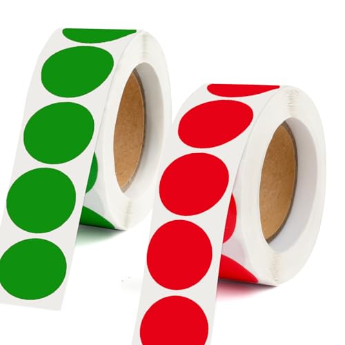 Hopton 1000stk Klebepunkte Bunt, 25 mm Runde Punkte Aufkleber, Rot Grün Markierungspunkte Sticker, für DIY Büro, Schule, Wochenplaner, Kleinanzeigen (2 Farben) von Hopton