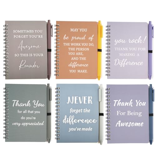 Hopton Gifts for Employees, 6 Pcs Inspirational Notebook and 6 Pens, Employee Appreciation Gifts, Spiral Notepads Bulk Gifts for Coworkers Employees Teacher Volunteer Hopton Gifts for Employees, 6 Pcs Inspirational Notebook and 6 Pens, Employee Appreciation Gifts, Spiral Notepads Bulk Gifts for Coworkers Employees Teacher Volunteer von Hopton