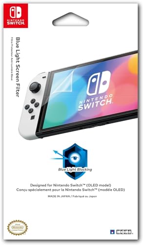 HORI Anti-Blaulicht-Displayschutzfolie für Nintendo Switch OLED-Modell - Offiziell Lizenziert von Hori