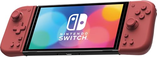 HORI Nintendo Switch Split Pad Compact (Apricot Rot) Ergonomischer Controller für den Handheld-Modus - Offiziell Nintendo lizenziert - (OLED-Modell) von Hori