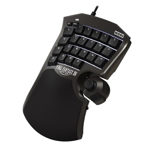 HORI Tactical Assault Commander F14 (Final Fantasy XIV Black Edition) - Gaming Tastatur für PC (Windows 11/10), PS5, und PS4 - Offiziell Square Enix Lizenziert von Hori