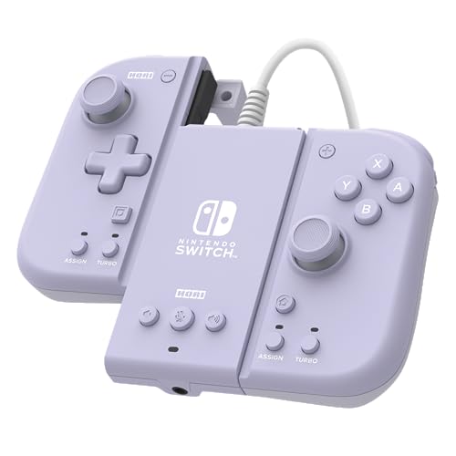 HORI Split Pad Compact Attachment Set (Violetto Lavanda) Ergonomischer Controller für den tragbaren Modus mit kabelgebundenem Adapter für Nintendo Switch/OLED - Offizielles Lizenzprodukt von Nintendo von Hori