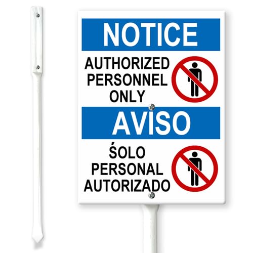 Horienteeon Hinweisschild "Authorized Personnel Only" mit Heringen, 20 x 30 cm, stabiles Aluminiumschild, zweisprachig, Englisch, Spanisch, "No Trespassing", Sicherheitskamera-Warnschilder Horienteeon Hinweisschild "Authorized Personnel Only" mit Heringen, 20 x 30 cm, stabiles Aluminiumschild, zweisprachig, Englisch, Spanisch, "No Trespassing", Sicherheitskamera-Warnschilder von Horienteeon