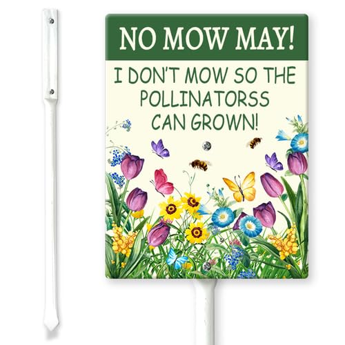 Horienteeon "No Mow May Initiative to Boost Local Pollinator Populations", Hofschild mit Heringen, 17,5 x 22 cm, stabiles Aluminiumschild, für den Außenbereich, Dekoration für den Außenbereich Horienteeon "No Mow May Initiative to Boost Local Pollinator Populations", Hofschild mit Heringen, 17,5 x 22 cm, stabiles Aluminiumschild, für den Außenbereich, Dekoration für den Außenbereich von Horienteeon
