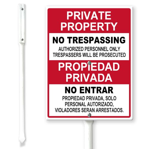 Horienteeon Propiedad Privada No Traspasar Security Violators Will Be Prosecuted Hofschild mit Heringen, 20 x 30 cm, stabiles Aluminiumschild, zweisprachig "No Trespassing" in Englisch und Spanisch Horienteeon Propiedad Privada No Traspasar Security Violators Will Be Prosecuted Hofschild mit Heringen, 20 x 30 cm, stabiles Aluminiumschild, zweisprachig "No Trespassing" in Englisch und Spanisch von Horienteeon