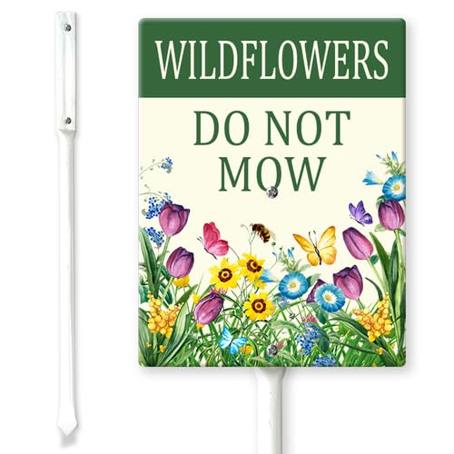 Horienteeon Schild mit Aufschrift "Wildflower Do Not Mow", mit Heringen, 11,5 x 15 cm, stabiles Aluminiumschild, rostfrei, kein Mähen, Bestäuber, Wildblumen, Schmetterling, Lebensraumschilder für Horienteeon Schild mit Aufschrift "Wildflower Do Not Mow", mit Heringen, 11,5 x 15 cm, stabiles Aluminiumschild, rostfrei, kein Mähen, Bestäuber, Wildblumen, Schmetterling, Lebensraumschilder für von Horienteeon