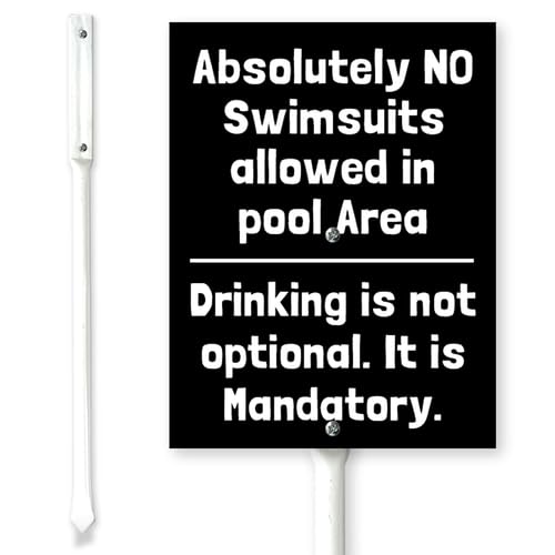 Horienteeon Schild mit Pfählen "Absolutely No Swimsuits Allowed in Pool Area", Hofschild mit Heringen, 11,5 x 15 cm, stabiles Aluminiumschild, rostfrei, Poolzubehör, Dekoration Horienteeon Schild mit Pfählen "Absolutely No Swimsuits Allowed in Pool Area", Hofschild mit Heringen, 11,5 x 15 cm, stabiles Aluminiumschild, rostfrei, Poolzubehör, Dekoration von Horienteeon
