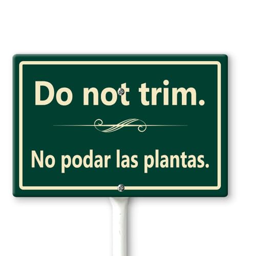 Horienteeon Schild mit Pfählen "Do Not Trim Hof", 30 x 20 cm, stabiles Aluminium, rostfrei, Gartenpflanzenschilder, zweisprachige Gartenmarkierungen für Rasen, kein Mähen von Horienteeon