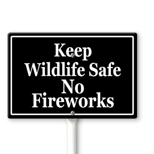 Horienteeon Schild mit Pfählen "Keep Wildlife Safe No Firework", 30 x 20 cm, stabiles Aluminiumschild, rostfrei, wetterfest, für Garten, Rasen, Straße, Outdoor von Horienteeon
